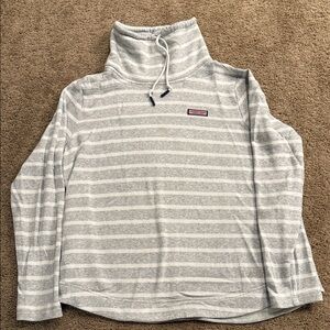 Vineyard Vines Gray Striped High Collar Pullover